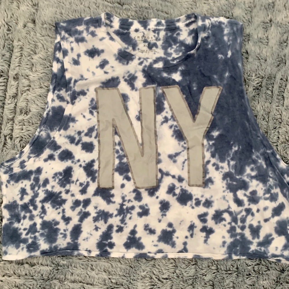 Aeropostale Blue & White Sleeveless Crop Top XL